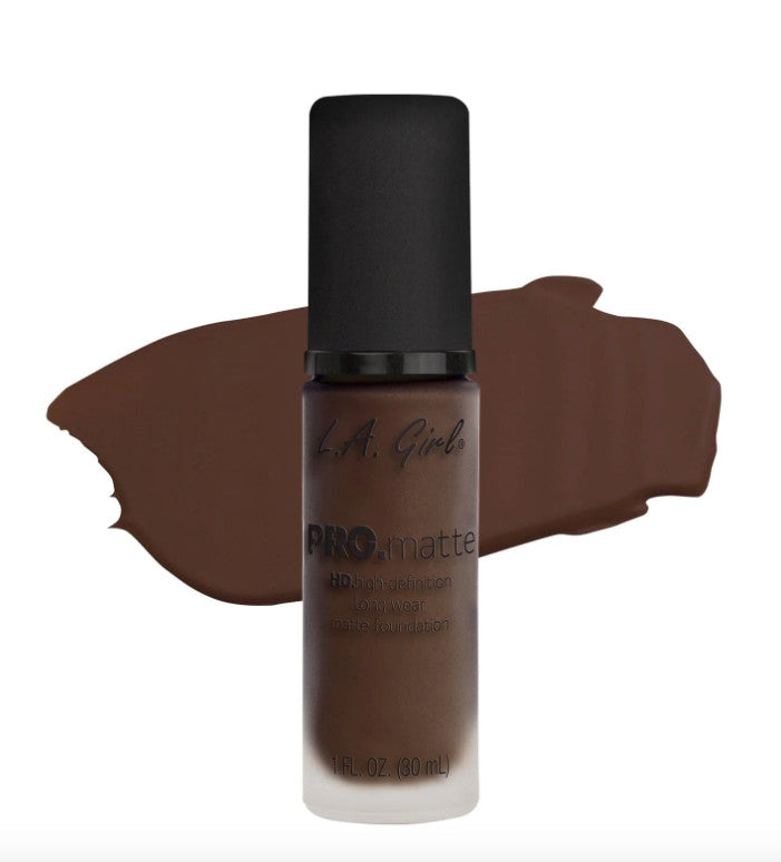 L.A. Girl Pro Matte HD Foundation Ebony 1 oz Pack of 2 - Flawless Face Makeup