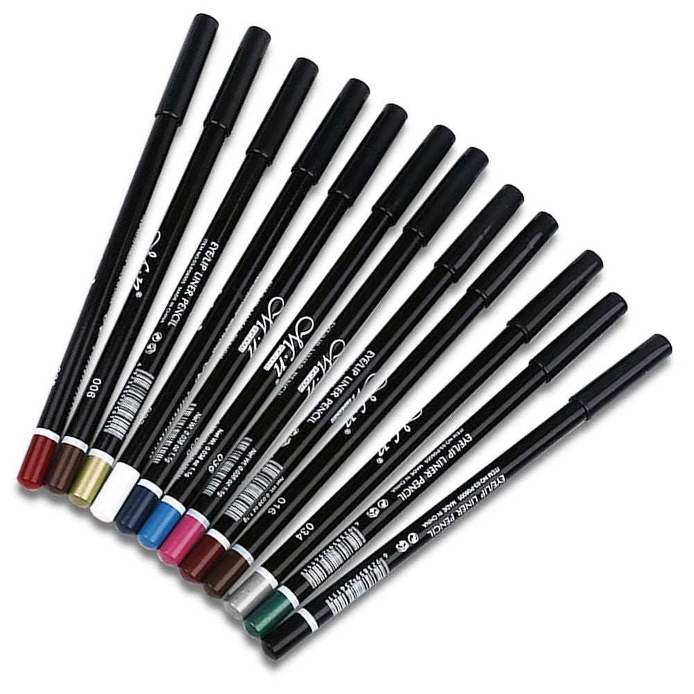 12-Color Waterproof Eyeliner Set - Long-Lasting, Smudge-Proof Makeup