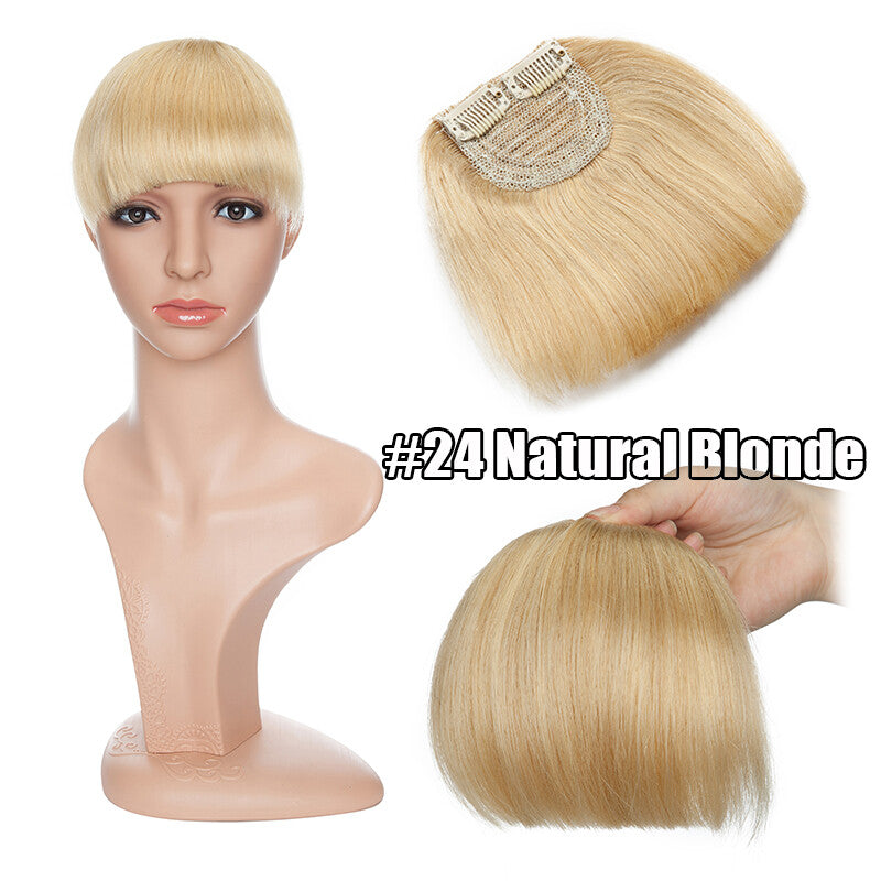 Women Remy Clip-In Hair Extensions Bangs Front Top Piece - Blonde & Dark Colors