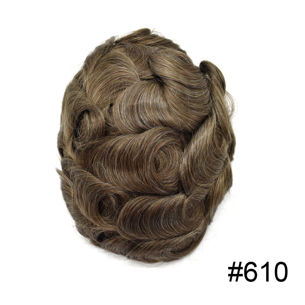 French Lace Front Mens Hair Toupee with Poly PU Base - Natural Hair Replacement System