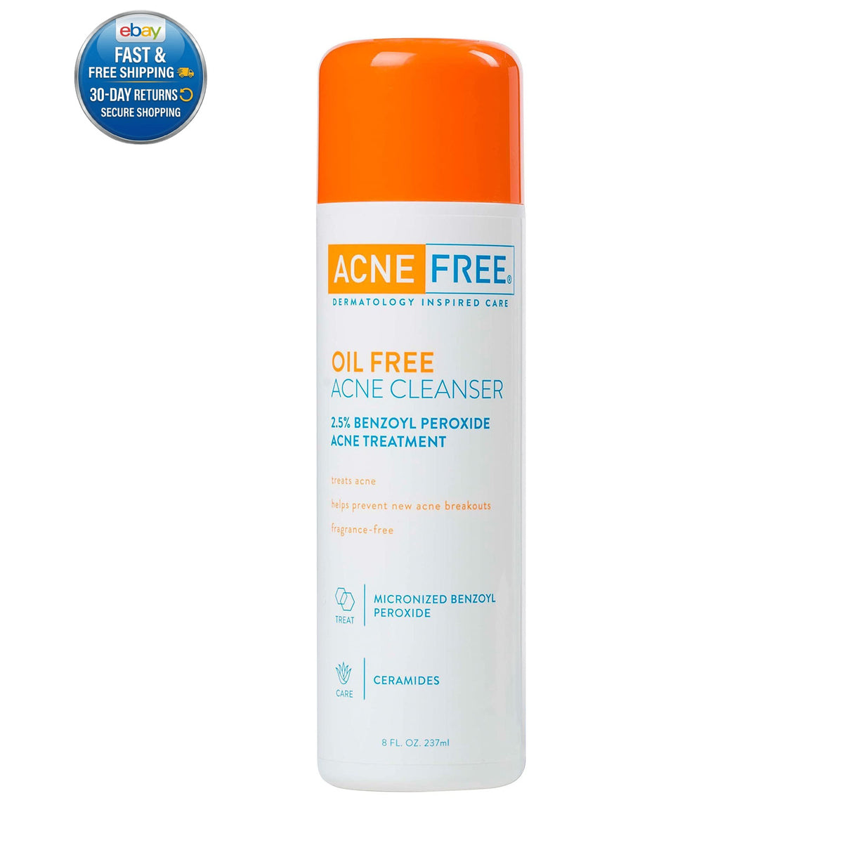 Oil-Free Acne Cleanser with Benzoyl Peroxide & Glycolic Acid - 8 Fl Oz