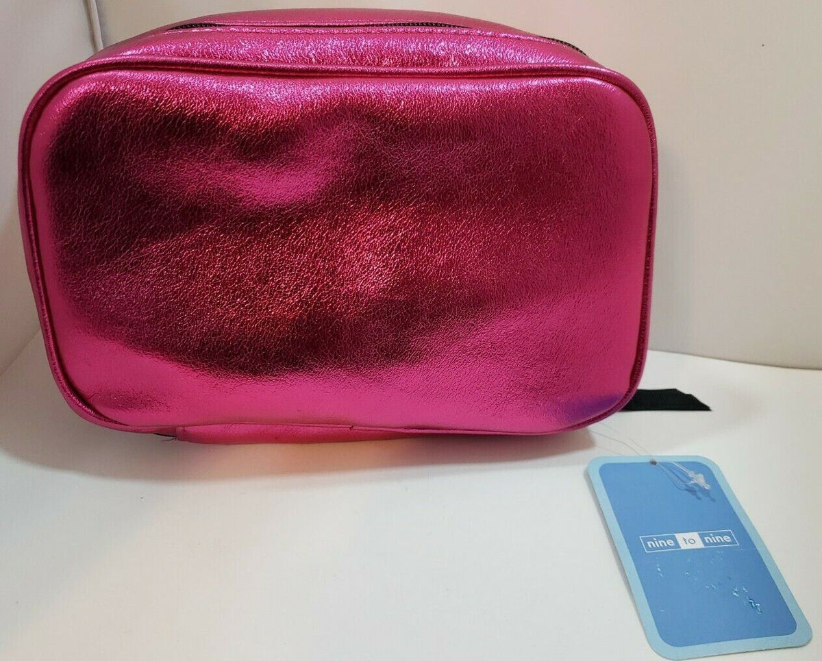 Women Makeup Bag Cosmetic Case Travel Organizer Metallic Pink