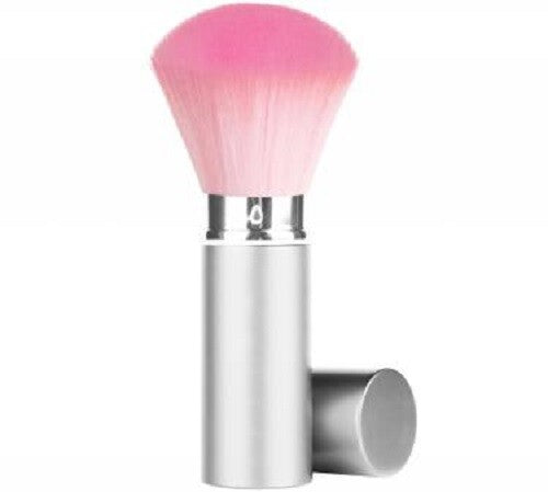 Retractable Facial and Dust Brush - Medium, Pink & Gold Aluminum Handle