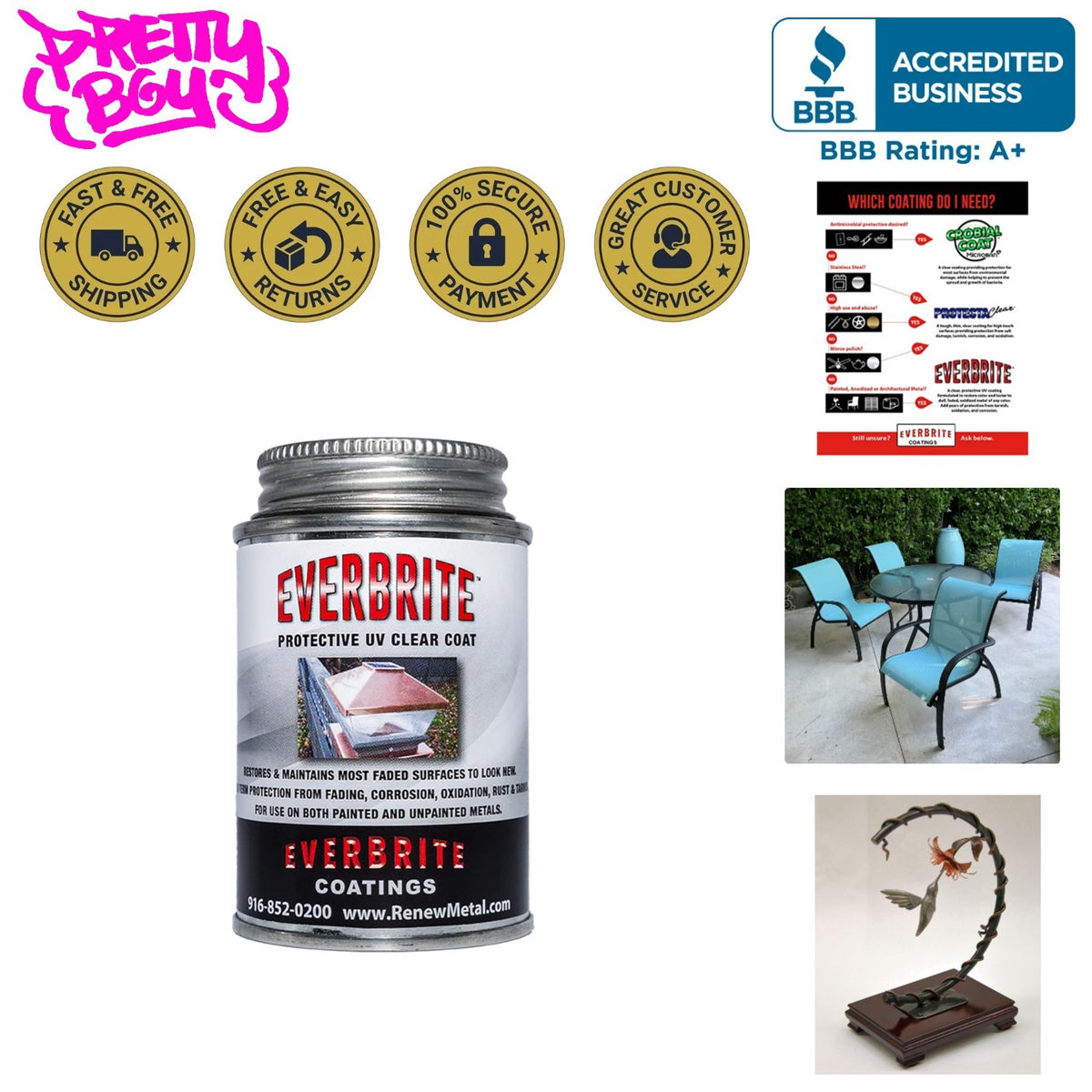 Metal Coating Spray for Rust & UV Protection - 4 oz. Clear Finish