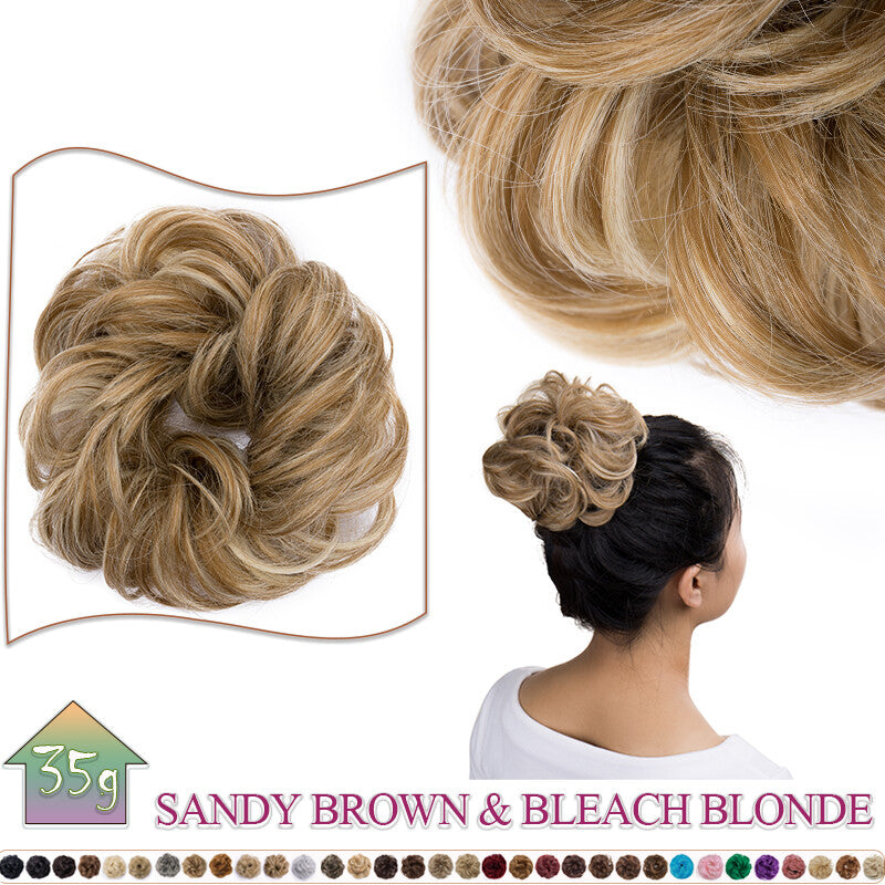 Curly Messy Bun Hair Extension Scrunchie Natural Updo Thick Human Hair