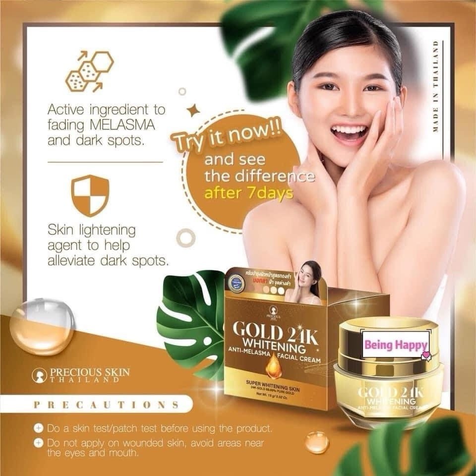 Gold 24K Whitening Facial Cream for Anti-Melasma Acne Freckles - 15g