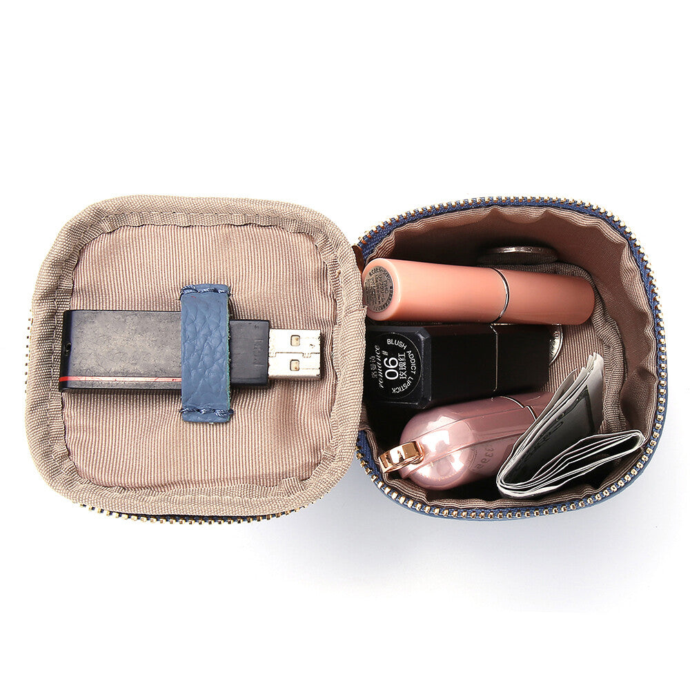 Women Makeup Bag Coin Purse Cosmetic Tote Mini Lipstick Holder Leather Wallet