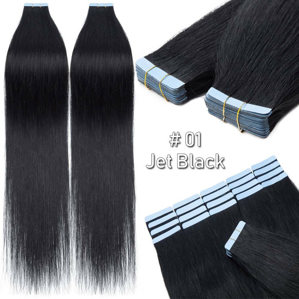 Remy Human Hair Extensions Full Head Skin Weft 80pcs Thick Tape-In Set