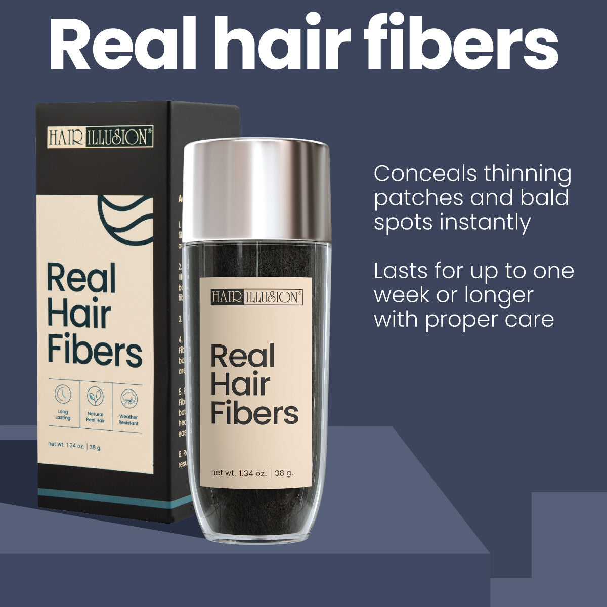 Real Hair Fibers for Bald Spot & Thinning Hair Concealer