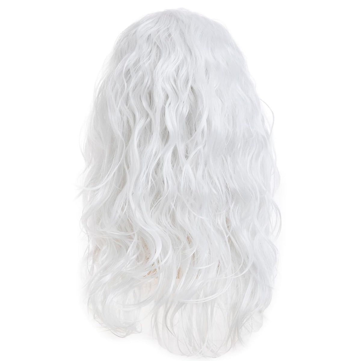 Long Curly White Wigs for Men Synthetic Halloween Cosplay Party Costume