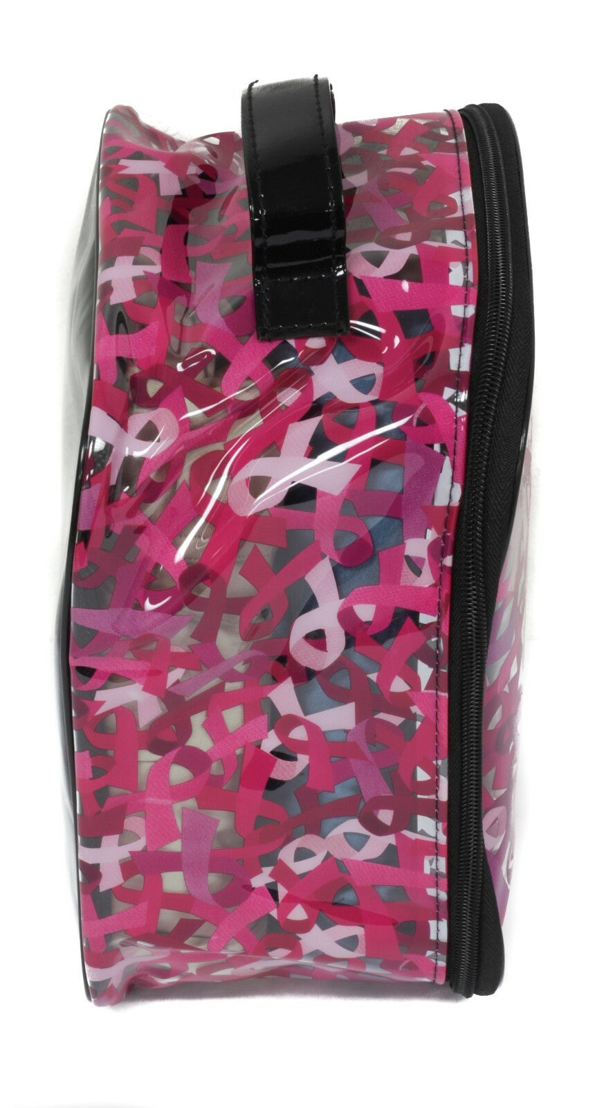 Breast Cancer Awareness Makeup Bag with Pink Ribbons - Support Cause, 10x8x5 Inch