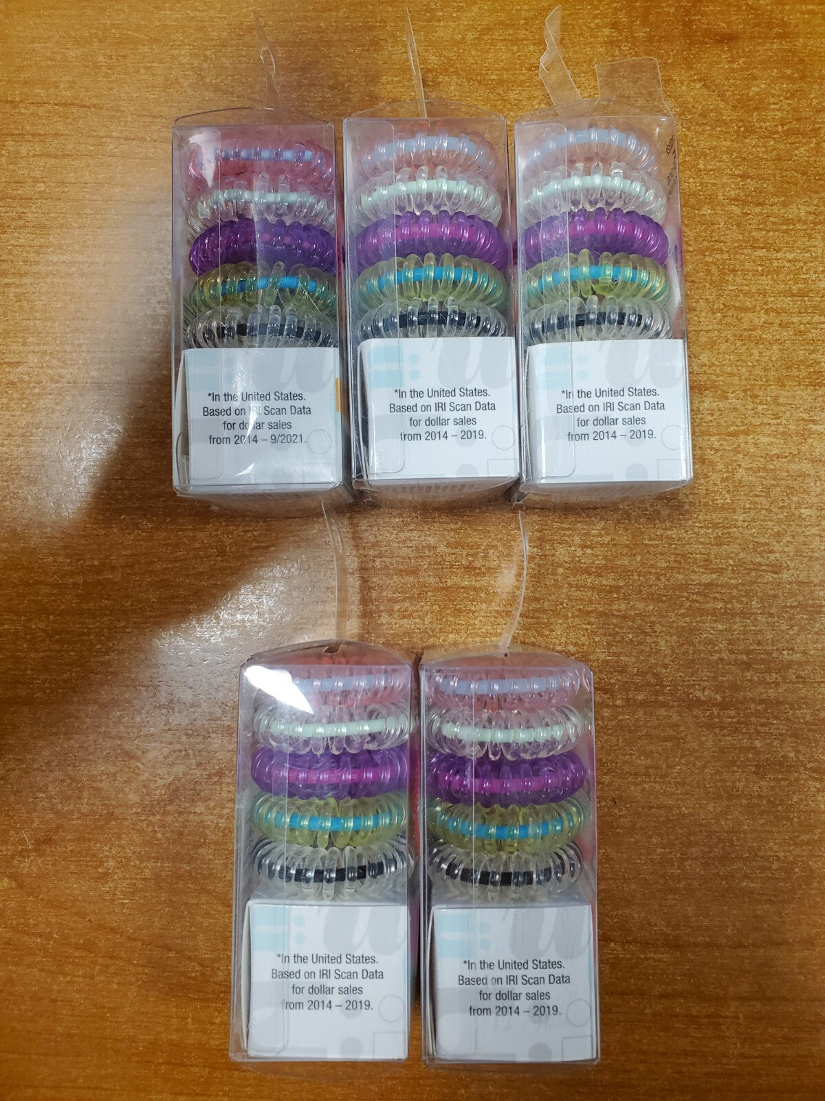 5 Boxes of 5: Scunci Spirals No Slip Grip Ponytailers Assorted Colors