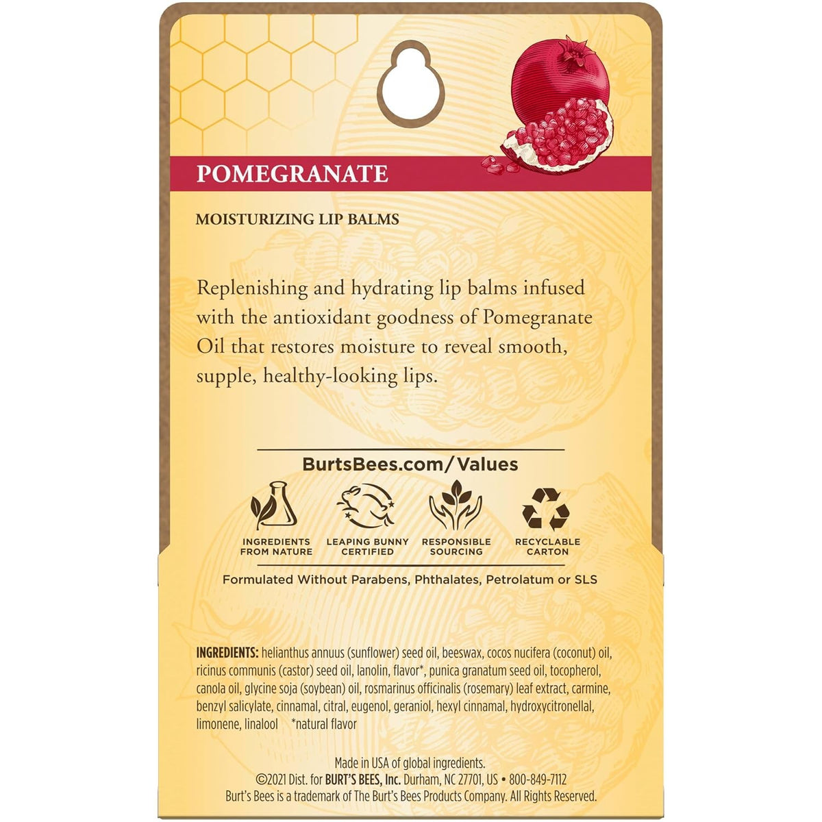 Burt's Bees Pomegranate Lip Balm Set - 2 Tubes, Natural Moisturizer