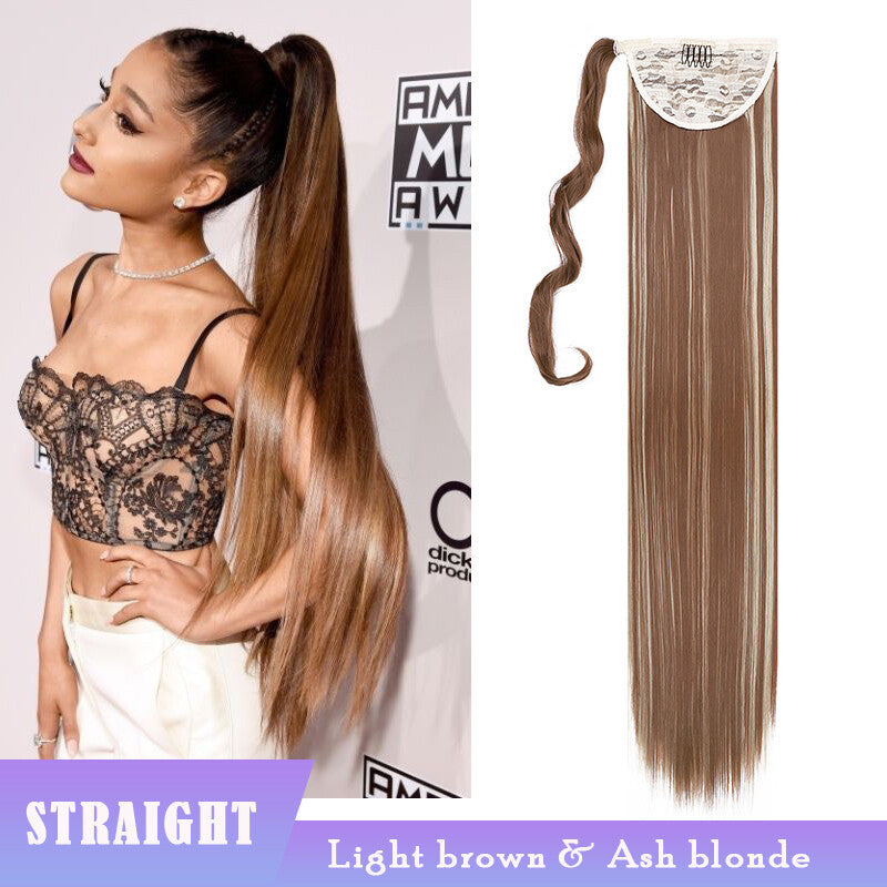 Thick Clip-In Ponytail Hair Extension - Fake Human Hair, Wavy & Straight