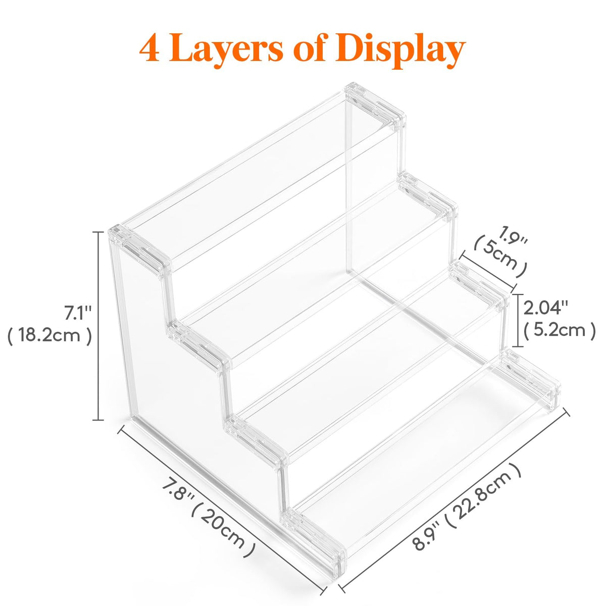 4-Tier Clear Plastic Perfume Stand Organizer - Space-Saving Display Rack