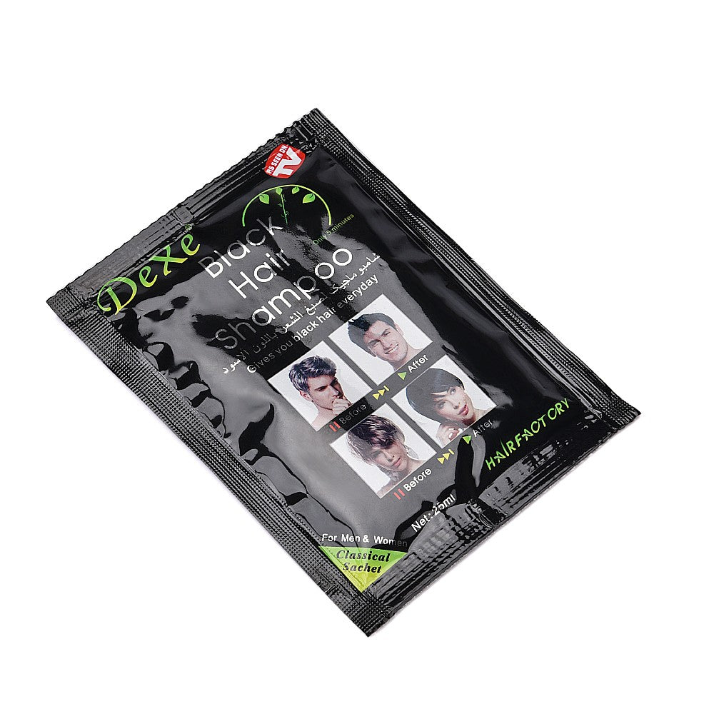 Black Hair Dye Shampoo - 10x25ml Herbal Color Treatment