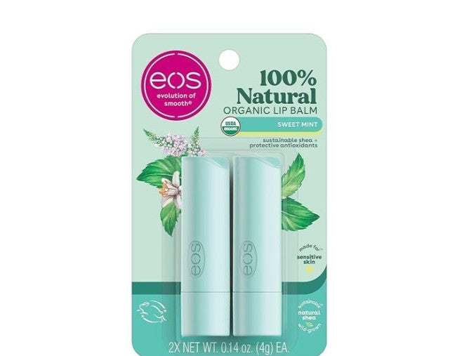 Organic Lip Balm Sticks 2-Pack Vanilla Bean, Paraben-Free, Sensitive Skin