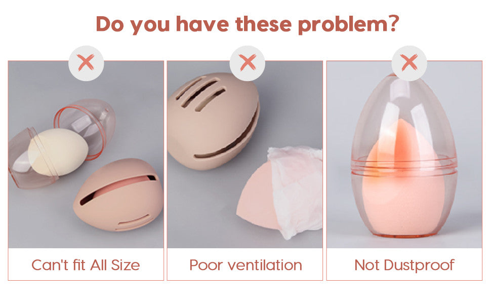 Travel Cosmetic Storage Case for Makeup Sponges - Egg-Shaped Silicone Holder
