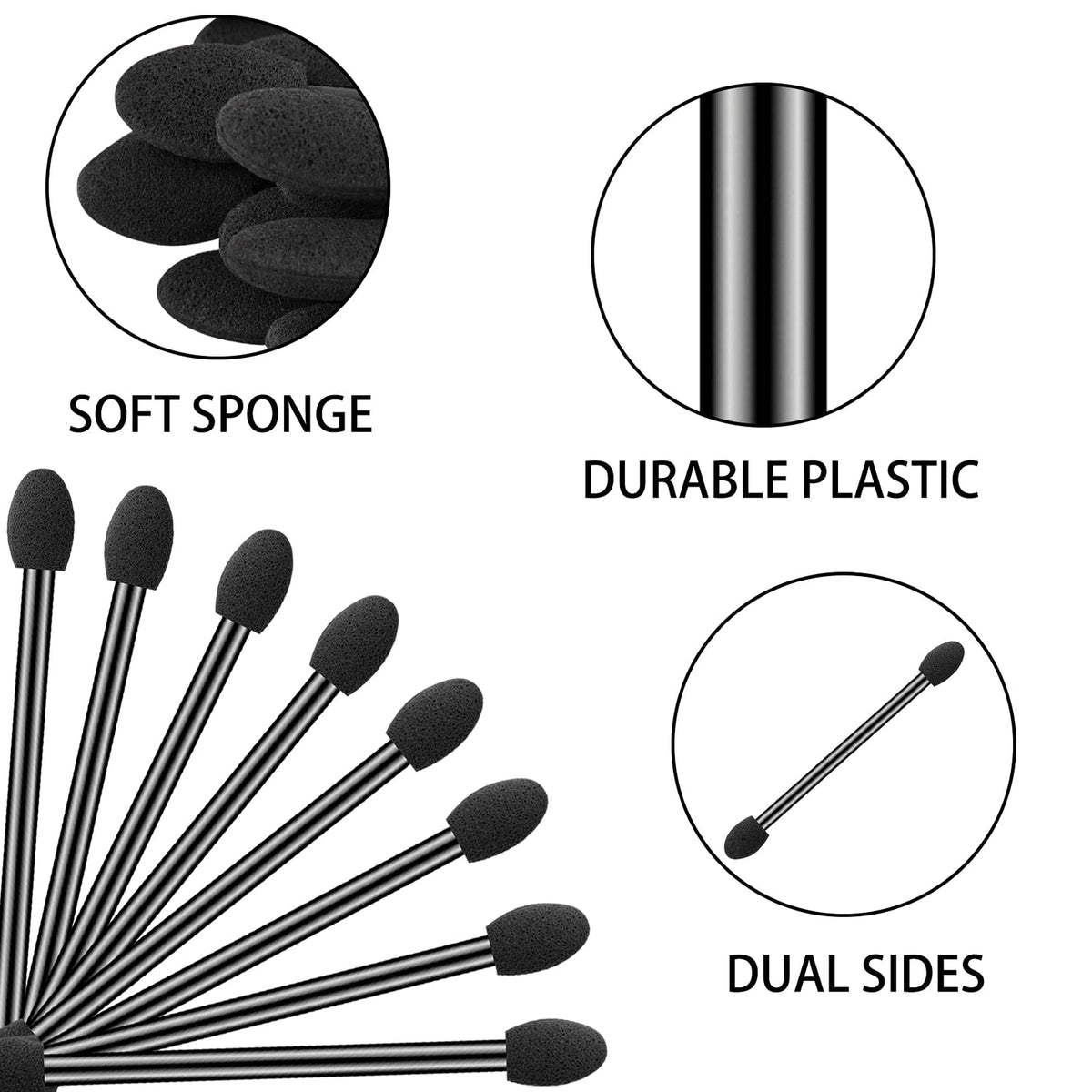 Disposable Eyeshadow Sponge Brushes 100 Pcs Dual Sided Makeup Applicators