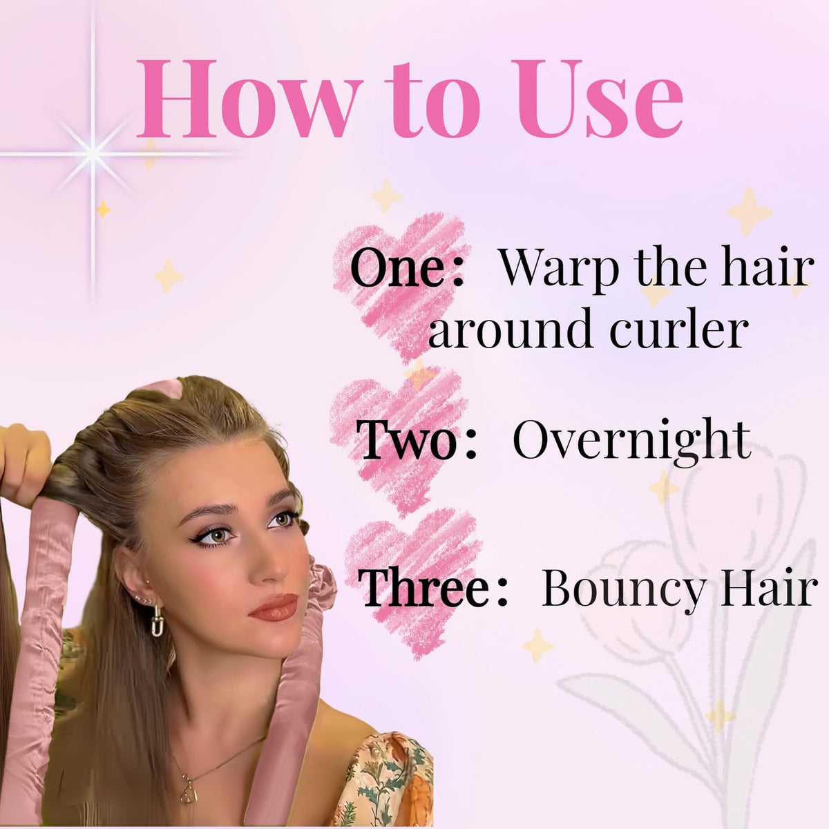 Serenade Satin Heatless Curling Rods for Overnight Hair Styling - Rosy