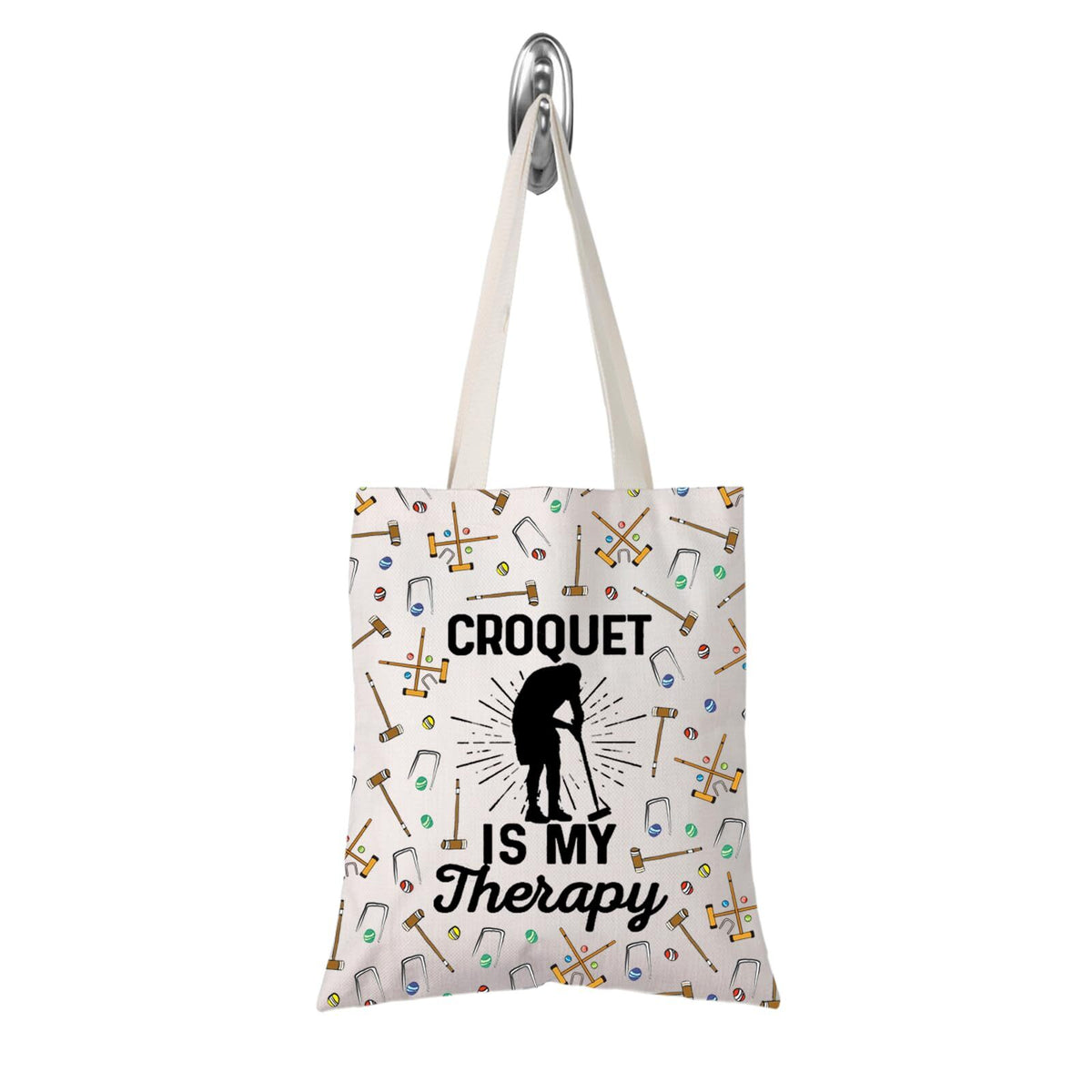 Croquet Tote Bag Funny Croquet Is My Therapy Gift for Croquet Players