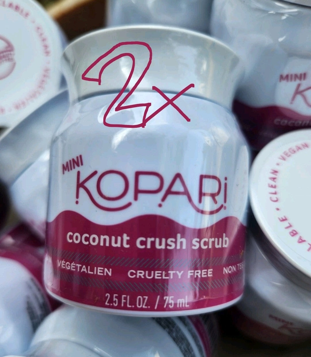 2x MINI KOPARI Coconut Crush Scrub 2.5 Oz. Vegan SKIN POLISH ✨️ 🥥 🌴