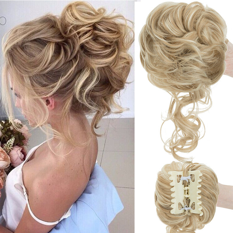 Clip-On Messy Bun Hair Piece Extension for Natural Updos - Blonde