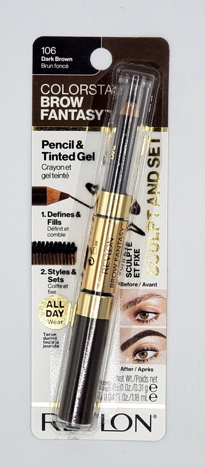 Revlon ColorStay Brow Fantasy 2-in-1 Eyebrow Gel & Pencil Dark Brown