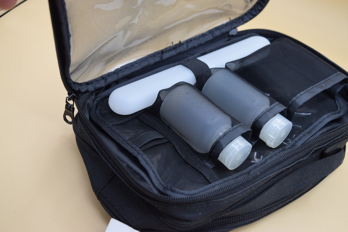 Travel Organizer Bag with Zippered Compartments for Brushes and Toiletries