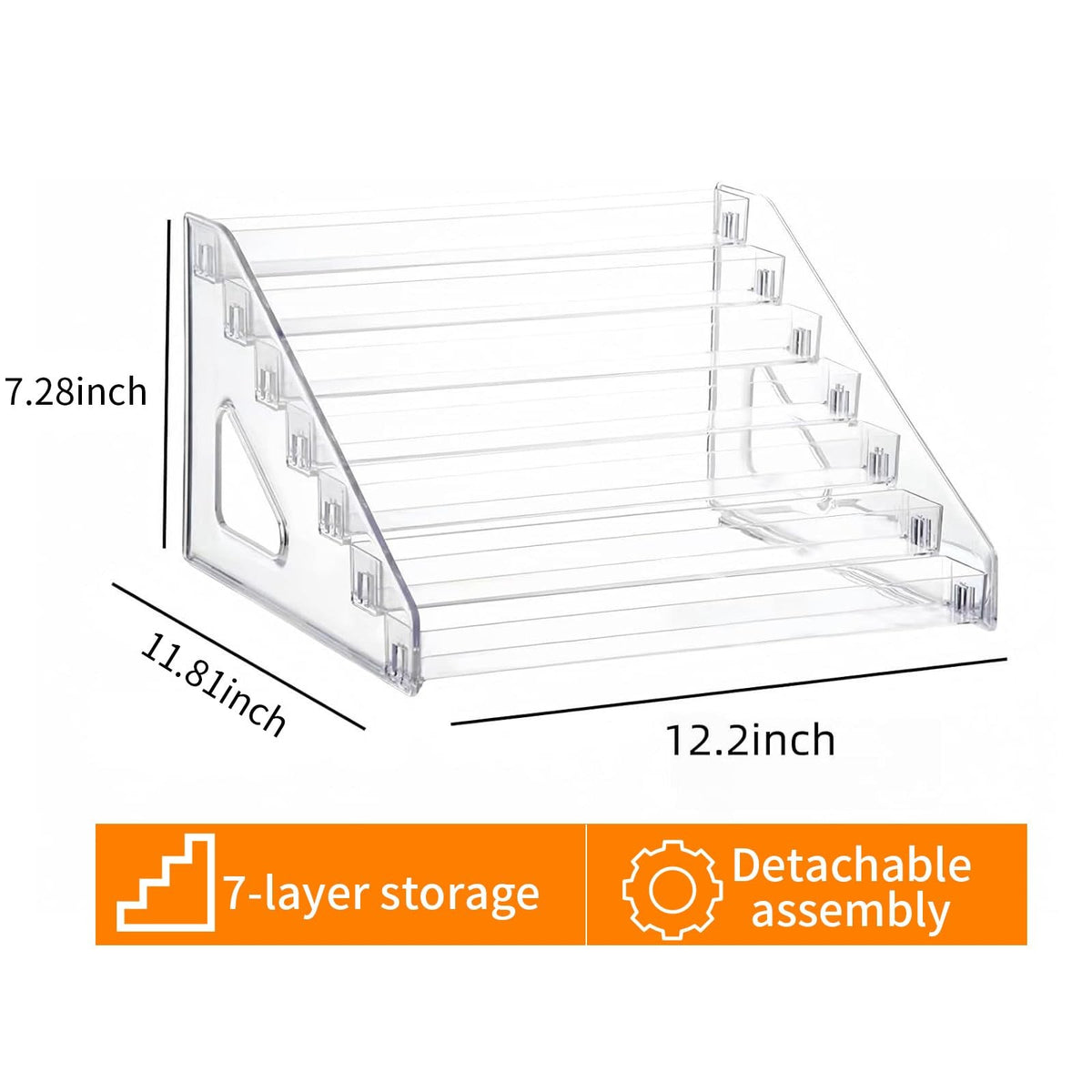 7-Layer Acrylic Nail Polish Display Organizer Case - Detachable & Transparent