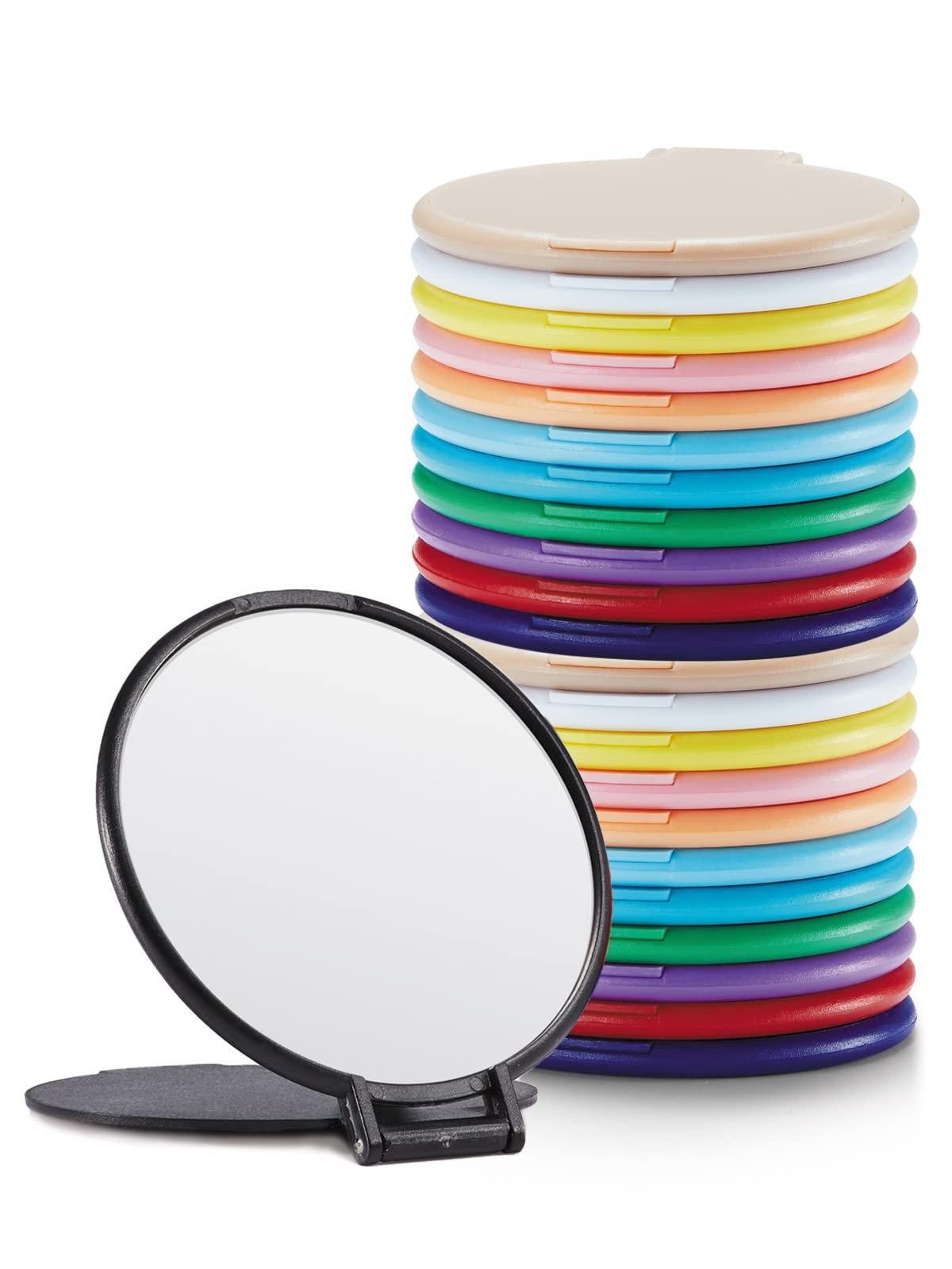 24 Pack Compact Pocket Mirrors for Makeup and Purse, 12 Colors