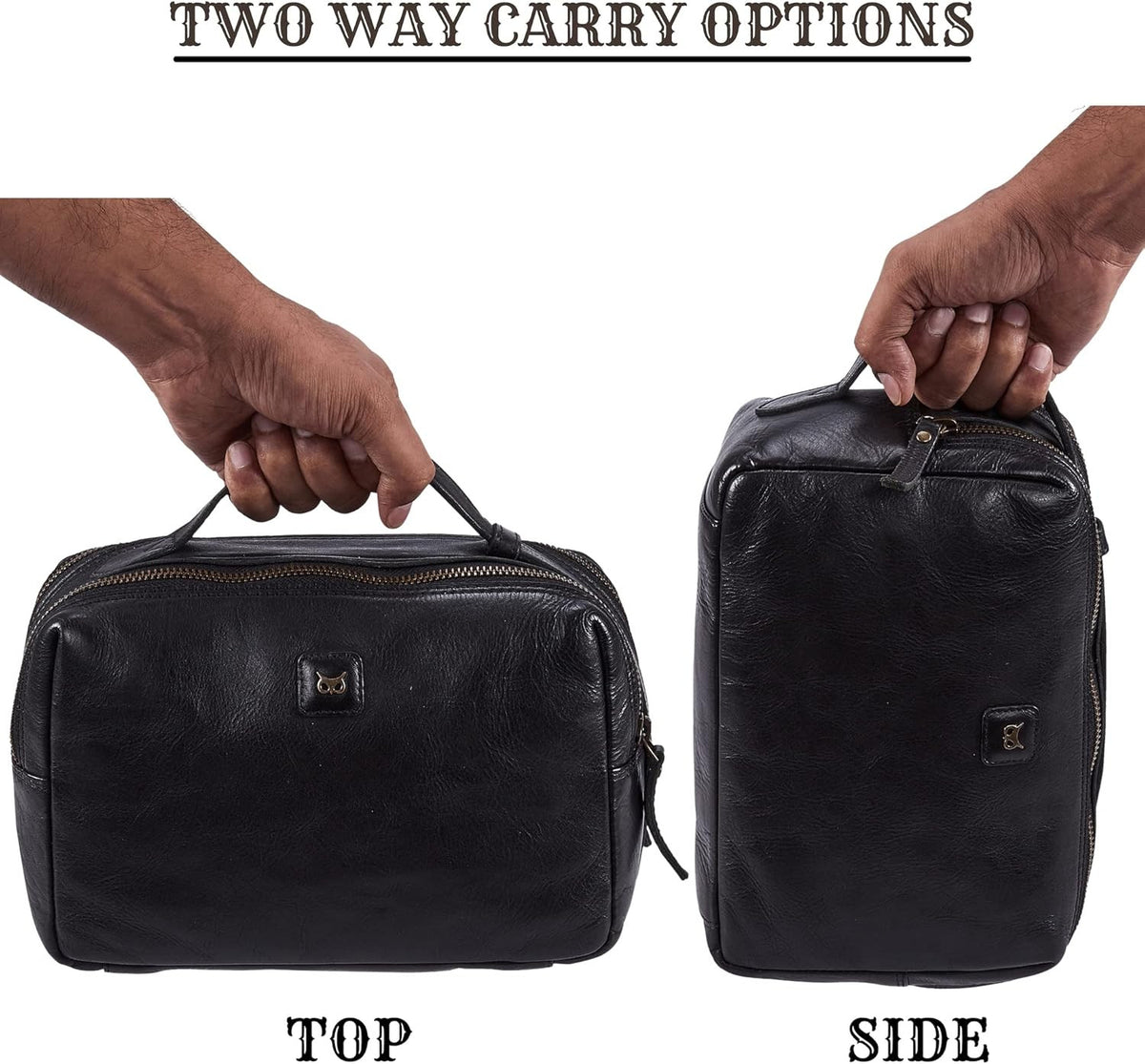 Real Leather Toiletry Bag Dopp Kit for Men Women Travel Organizer
