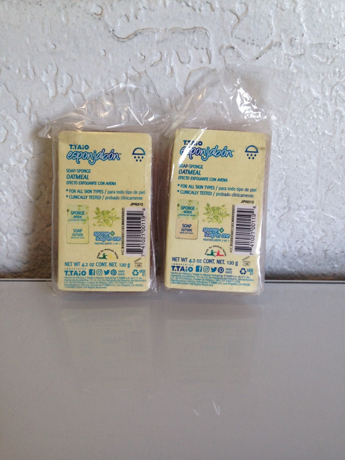 T.TAiO Esponjabon Sponge Soap Oatmeal Exfoliating Bar Soap, 4.2oz - 2