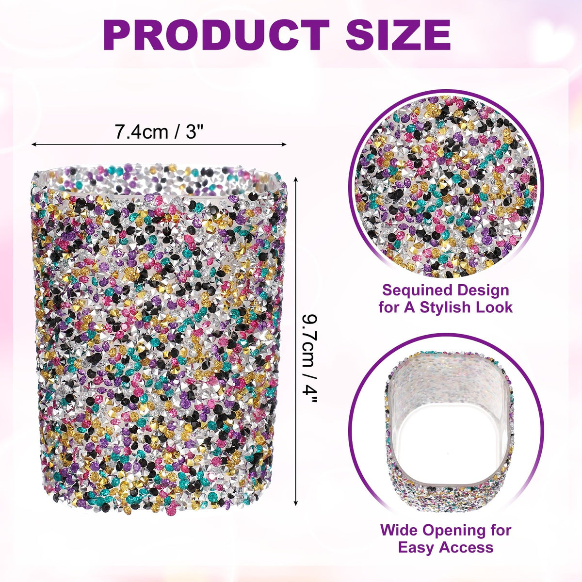 Crystal Makeup Brush & Pen Organizer Storage Box - Mixed Colors