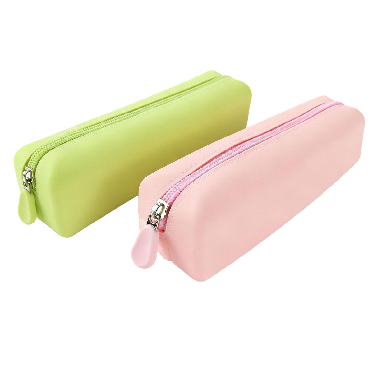 Silicone Cosmetic Bag Set - Pink and Yellow 8.46x2.36x2.17 Inches, 2 Pack