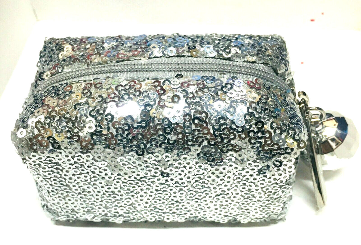 Mini Makeup Bag with Silver Ball - Small Travel Cosmetic Pouch