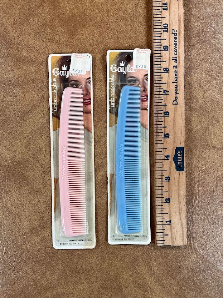 Vintage Gayla Comb NOS Made in USA Sealed Pink and Blue Set