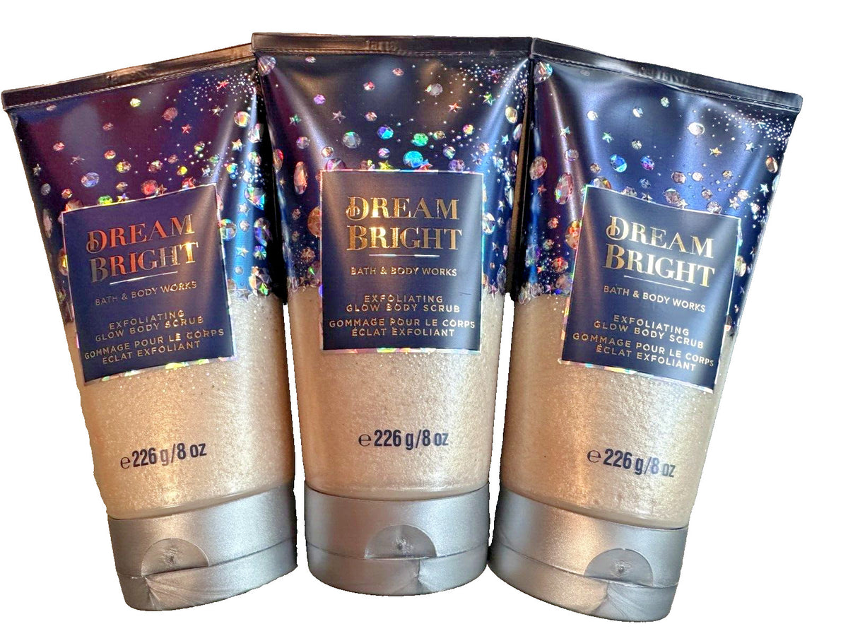 NEW Bath & Body Works Lot 3 Tubes Dream Bright Exfoliating Glow Scrub