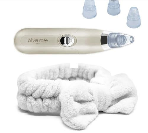 Blackhead Remover Vacuum with 3 Interchangeable Suction Heads & Facial Headband Set