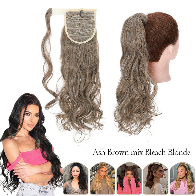Mega Thick Wrap-On Ponytail Extensions - Natural Human Hair, Curly Wavy Straight