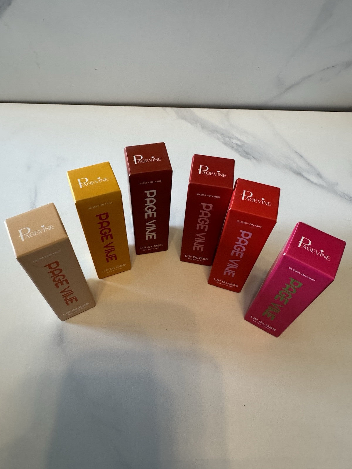 Lip Gloss Set of 6 Colors - Pink, Red, Nude, Mauve, Clear - 6.5mL Each