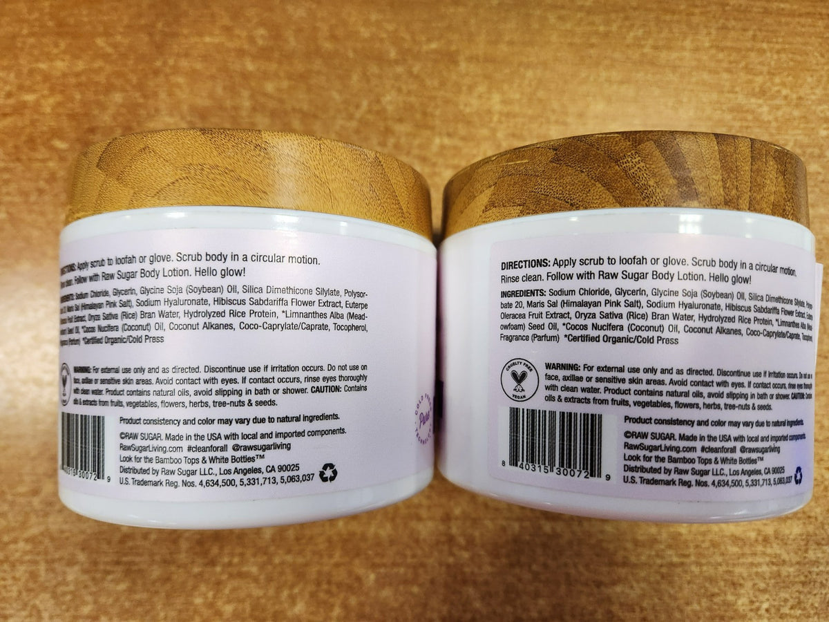 2 Pk: Raw Sugar Daily Micro Scrub Salt Polish Hibiscus + Island Fruit