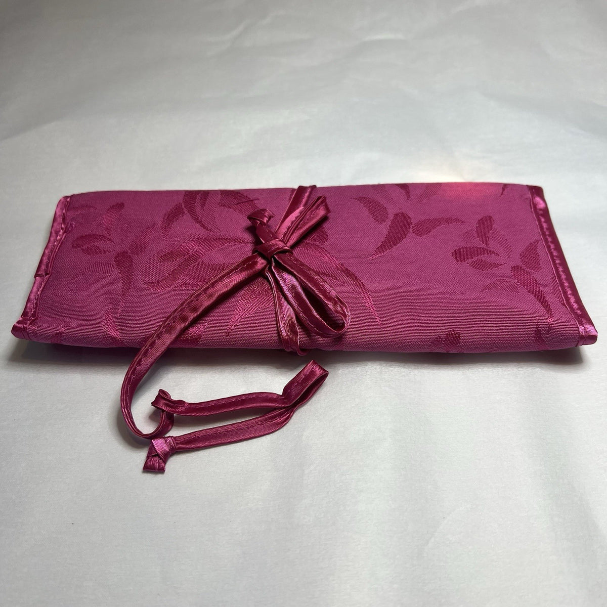 Vintage Pink Cosmetic Makeup Bag with Zipper & Brushes - 90s Style