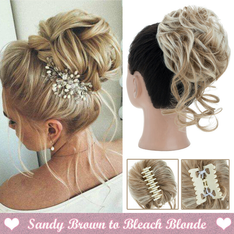 Messy Bun Claw Hair Clip Extensions - Curly Thick Updo Accessory