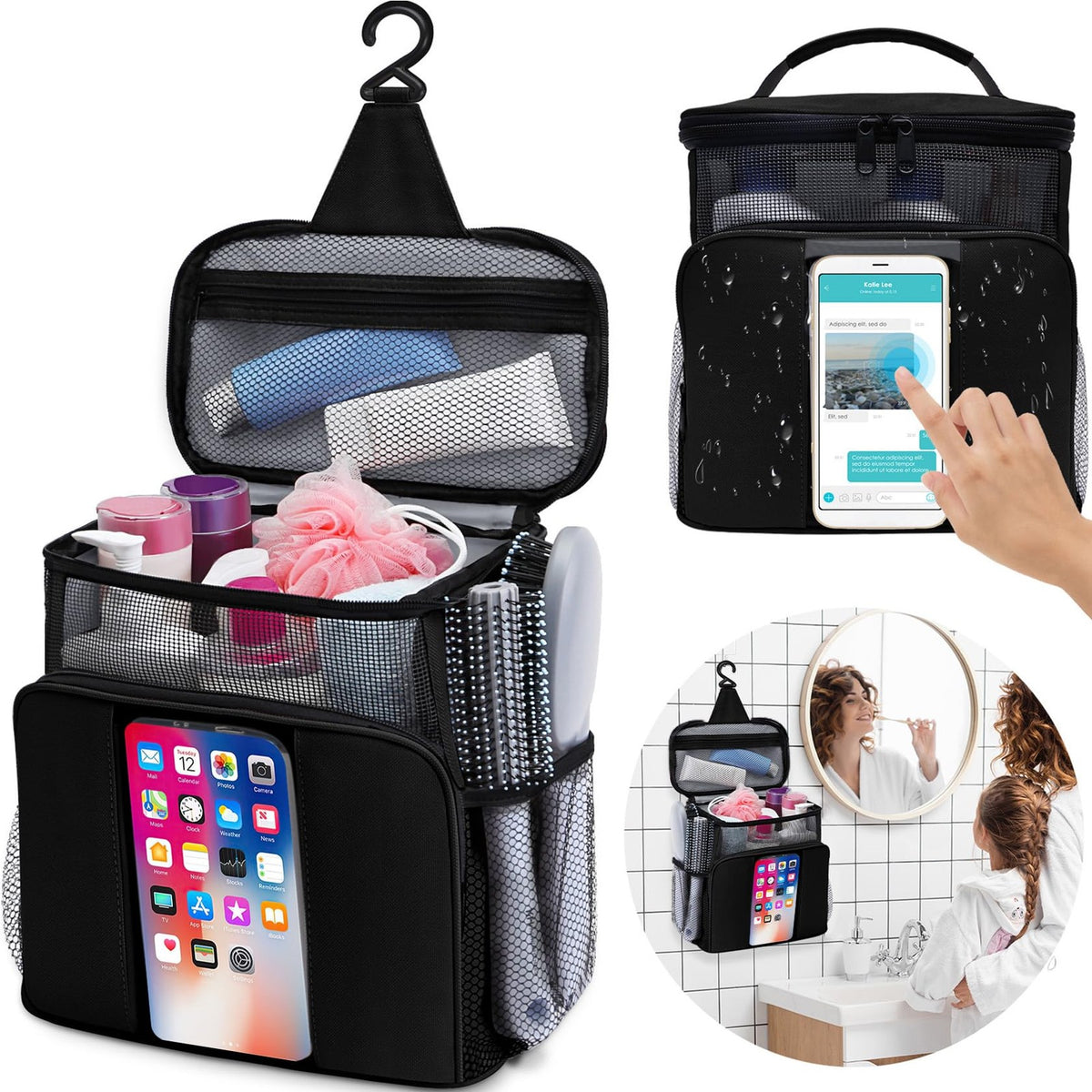 Large Water-Resistant Travel & Dorm Bathroom Caddy Organizer for College Students