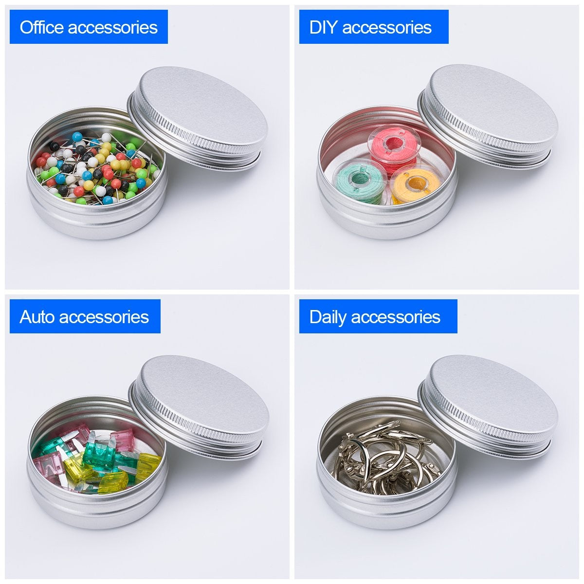 30 Pack Aluminum Lip Balm Containers - 1oz Round Screw Top Tin Cans