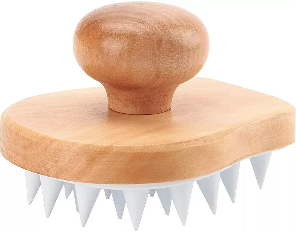 Wooden Scalp Shampoo Brush Massage Detangler with Soft Bristles - 2 Pack