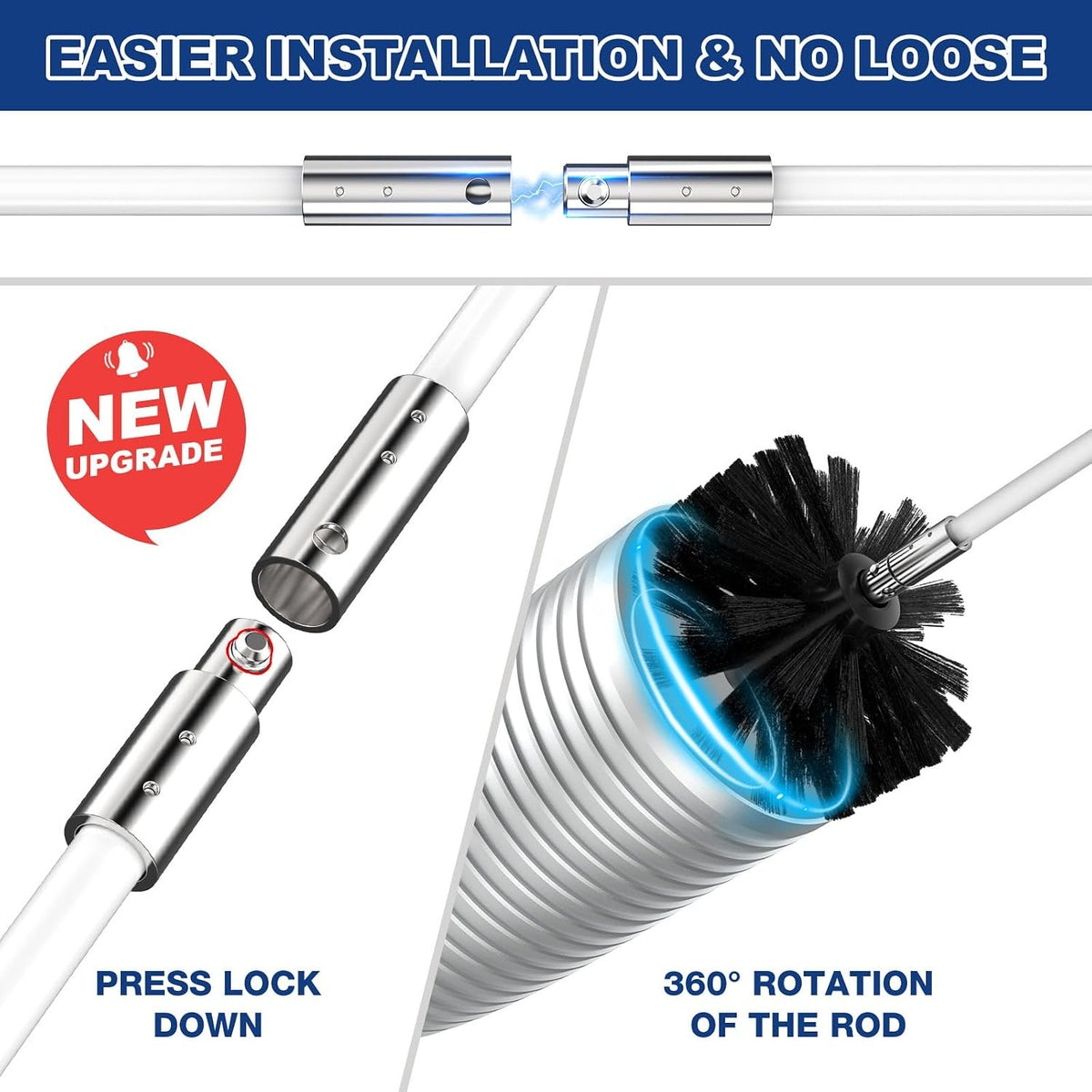 PetOde 32ft Dryer Vent Cleaning Kit with Flexible Quick Snap Brush