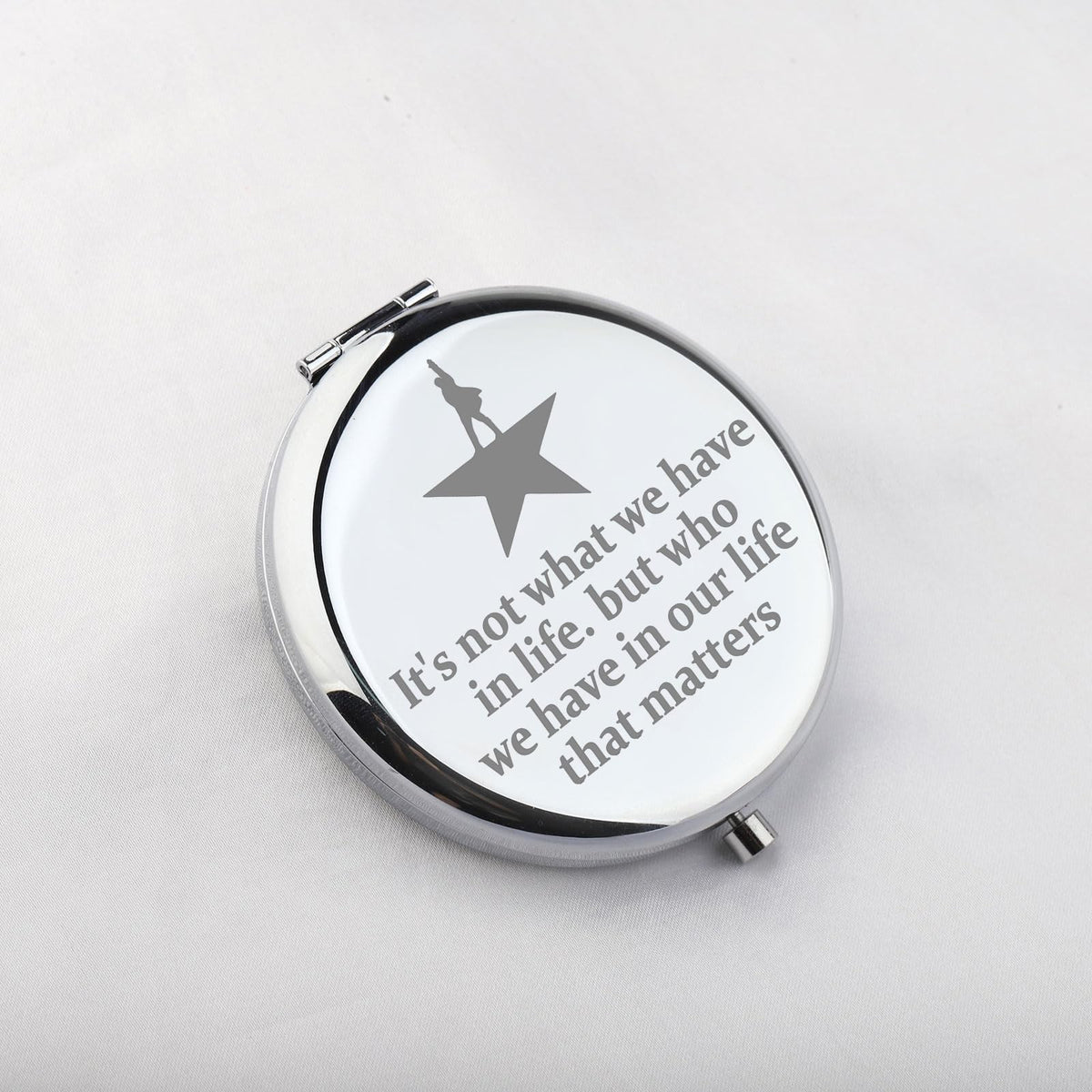 Musical Star Makeup Mirror with Magnification - Stainless Steel Compact Face Reflection