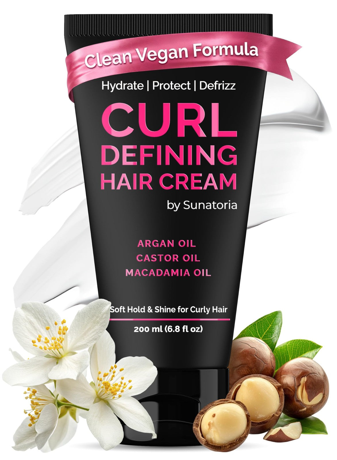Curl Cream for Curly Hair Anti-Frizz Leave-In Styling Moisturizer 6.8 Fl Oz